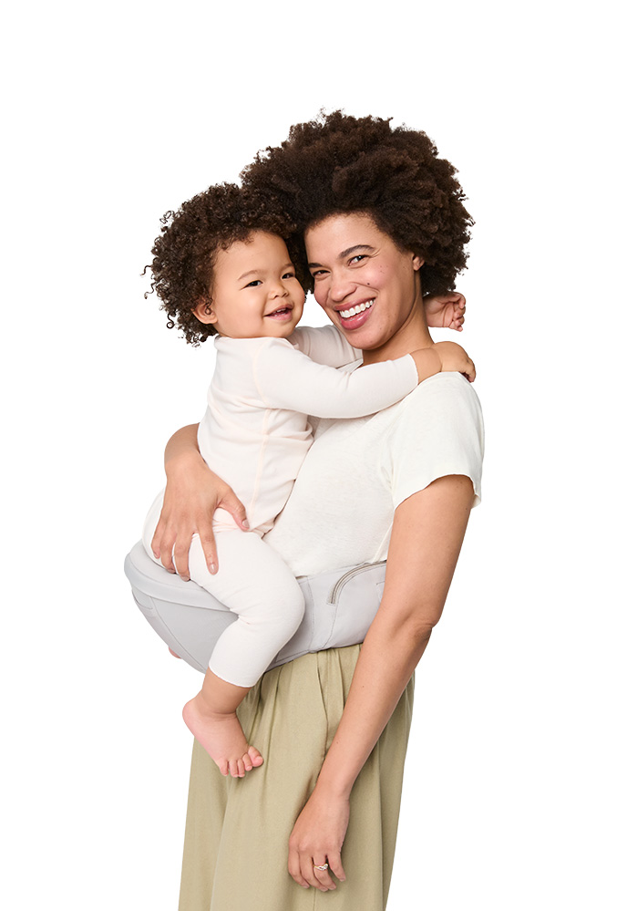 Mom using Lift Hip Seat Front Carry Inward Facing